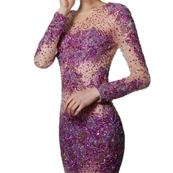 Jovani 47598 Cocktail Dress Purple Size 10 - Picture 3 of 7